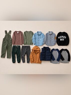Zara Boys 2-3Y/T Capsule Wardrobe Bundle 12 Pc Tops Pants Overalls button downs